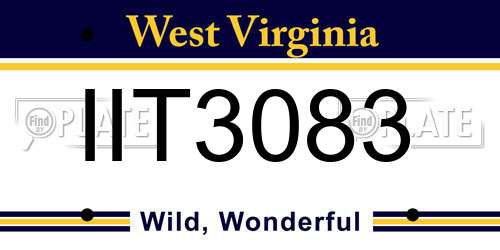 IIT3083 West Virginia License Plate