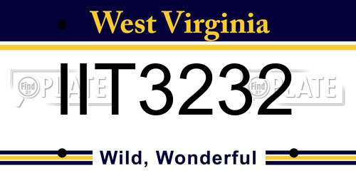 IIT3232 West Virginia License Plate