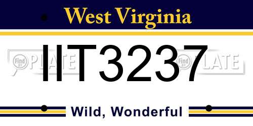 IIT3237 West Virginia License Plate