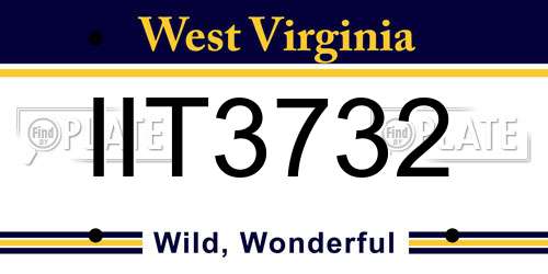 IIT3732 West Virginia License Plate