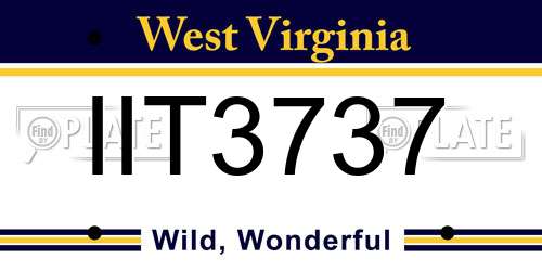 IIT3737 West Virginia License Plate