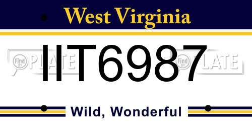 IIT6987 West Virginia License Plate