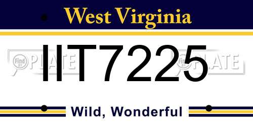IIT7225 West Virginia License Plate