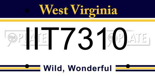 IIT7310 West Virginia License Plate
