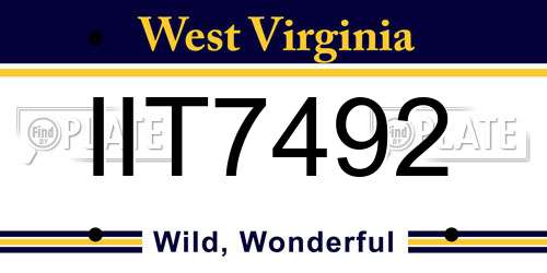 IIT7492 West Virginia License Plate