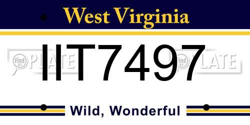 IIT7497 West Virginia License Plate
