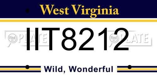 IIT8212 West Virginia License Plate