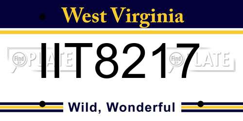 IIT8217 West Virginia License Plate
