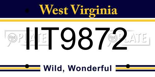 IIT9872 West Virginia License Plate