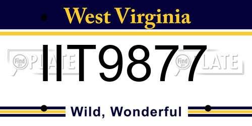 IIT9877 West Virginia License Plate