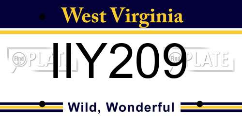 IIY209 West Virginia License Plate
