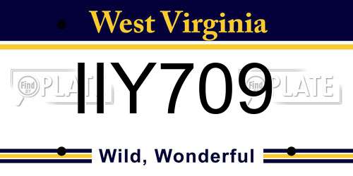 IIY709 West Virginia License Plate