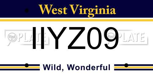 IIYZ09 West Virginia License Plate