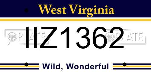 IIZ1362 West Virginia License Plate