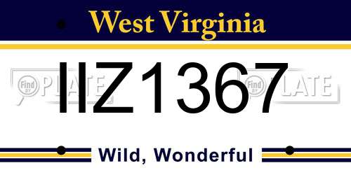 IIZ1367 West Virginia License Plate