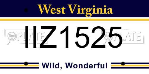 IIZ1525 West Virginia License Plate