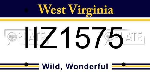 IIZ1575 West Virginia License Plate