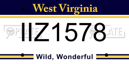 IIZ1578 West Virginia License Plate