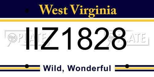 IIZ1828 West Virginia License Plate