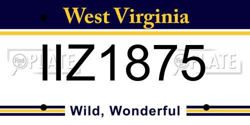 IIZ1875 West Virginia License Plate