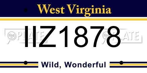 IIZ1878 West Virginia License Plate