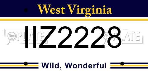 IIZ2228 West Virginia License Plate