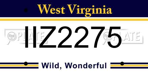 IIZ2275 West Virginia License Plate
