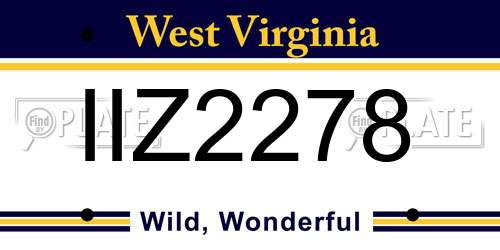 IIZ2278 West Virginia License Plate