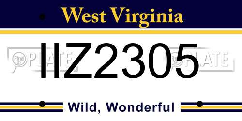 IIZ2305 West Virginia License Plate