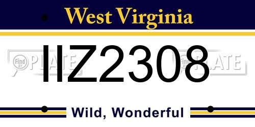 IIZ2308 West Virginia License Plate