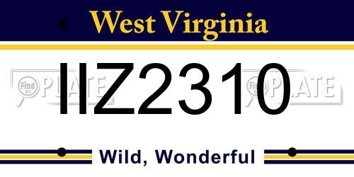 IIZ2310 West Virginia License Plate