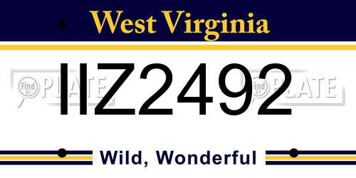 IIZ2492 West Virginia License Plate