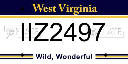 IIZ2497 West Virginia License Plate
