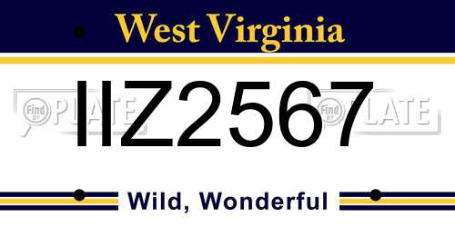 IIZ2567 West Virginia License Plate