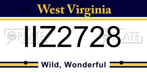 IIZ2728 West Virginia License Plate