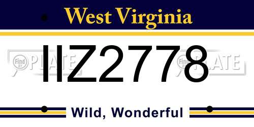 IIZ2778 West Virginia License Plate