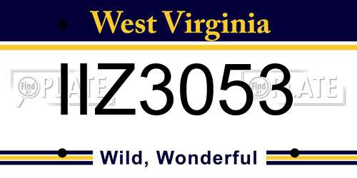 IIZ3053 West Virginia License Plate