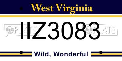 IIZ3083 West Virginia License Plate