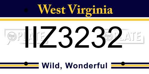 IIZ3232 West Virginia License Plate