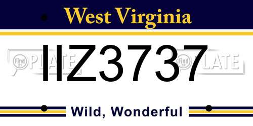IIZ3737 West Virginia License Plate