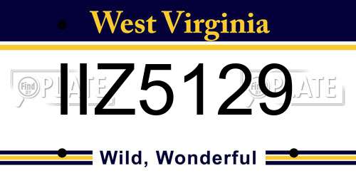 IIZ5129 West Virginia License Plate