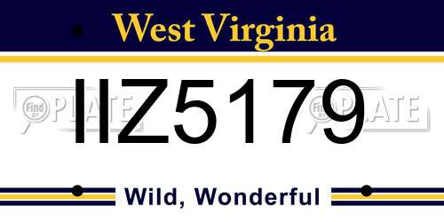 IIZ5179 West Virginia License Plate