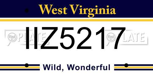 IIZ5217 West Virginia License Plate