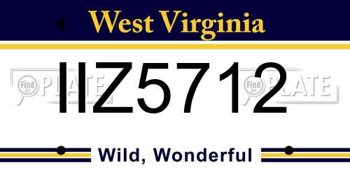 IIZ5712 West Virginia License Plate