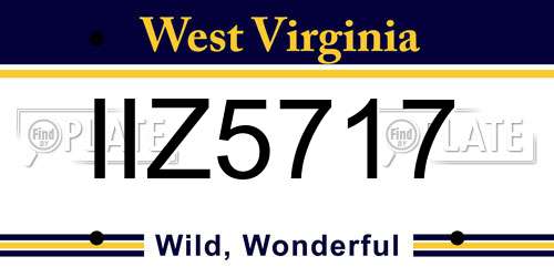 IIZ5717 West Virginia License Plate