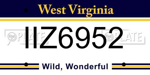 IIZ6952 West Virginia License Plate