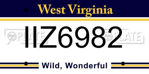 IIZ6982 West Virginia License Plate