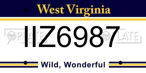 IIZ6987 West Virginia License Plate