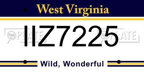 IIZ7225 West Virginia License Plate