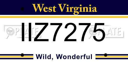IIZ7275 West Virginia License Plate